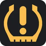 Low tire pressure/TPMS אינדיקאטאר: שטייט אן מיינט נידריגער דרוק; בלינקט בערך א מינוט און דערנאך שטייט אן מיינט א פעלער אינעם סיסטעם.