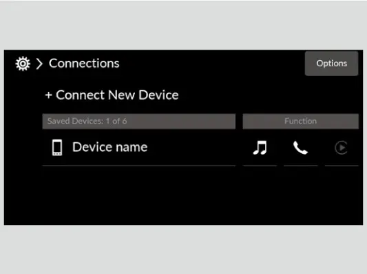 דער Connections סקרין מיט Connect New Device און דעם געשפייכלטן מכשיר.