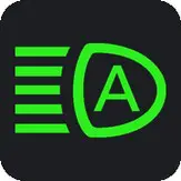 Auto High-Beam indicator: דער סיסטעם איז אקטיוו און טוישט די לייכטן.